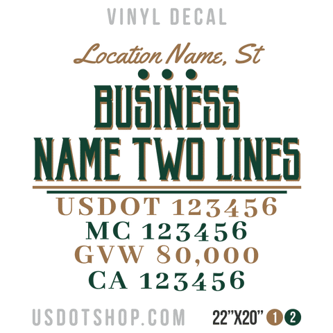 Truck Door Decal, Company Name, Location, USDOT, MC, GVW, CA