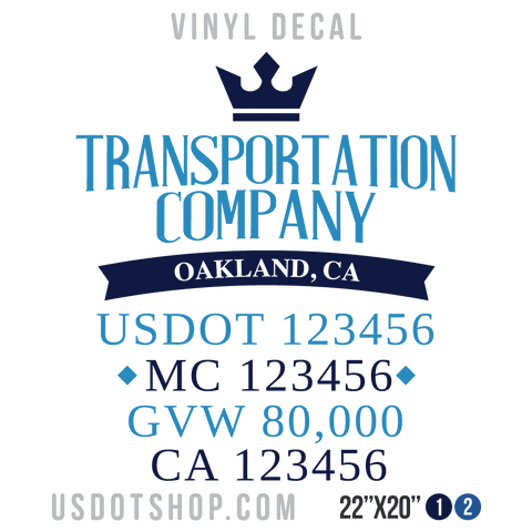 Truck Door Decal, Company Name, Location, USDOT, MC, GVW, CA