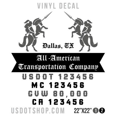 Truck Door Decal, Company Name, Location, USDOT, MC, GVW, CA