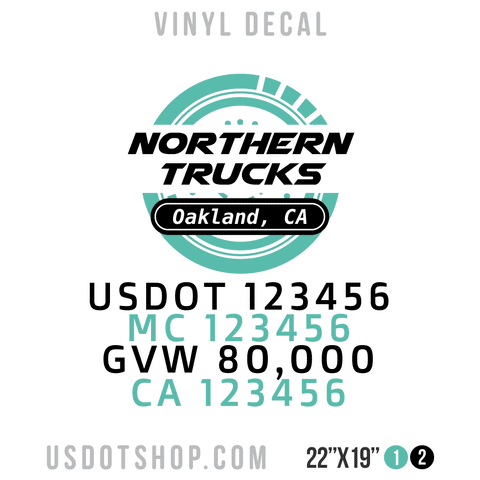 Truck Door Decal, Company Name, Location, USDOT, MC, GVW, CA
