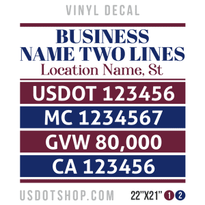 Truck Door Decal, Company Name, Location, USDOT, MC, GVW, CA