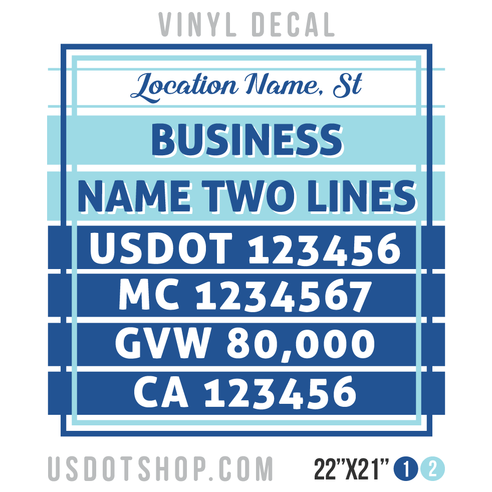 Truck Door Decal, Company Name, Location, USDOT, MC, GVW, CA