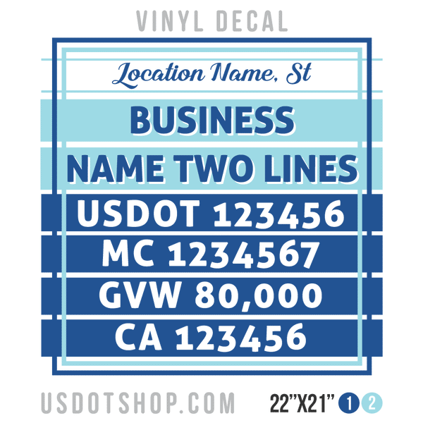 Truck Door Decal, Company Name, Location, USDOT, MC, GVW, CA