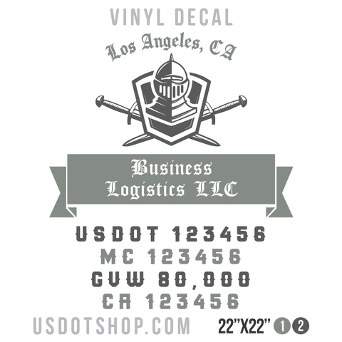 Truck Door Decal, Company Name, Location, USDOT, MC, GVW, CA