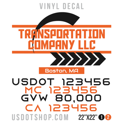 Truck Door Decal, Company Name, Location, USDOT, MC, GVW, CA