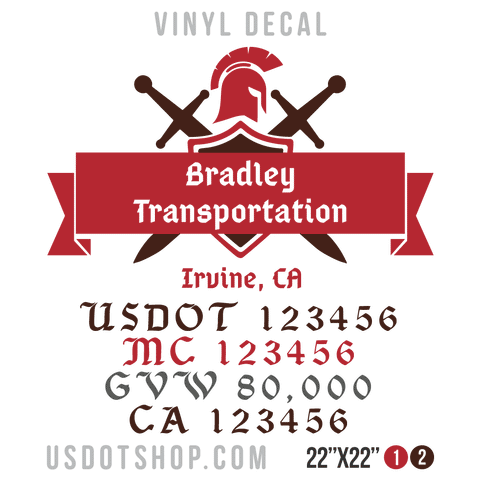 Truck Door Decal, Company Name, Location, USDOT, MC, GVW, CA