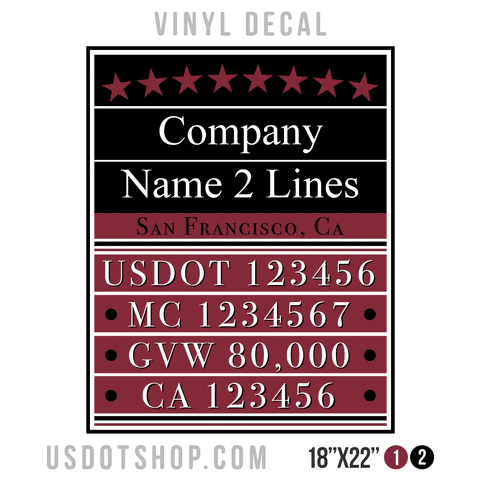 Truck Door Decal, Company Name, Location, USDOT, MC, GVW, CA