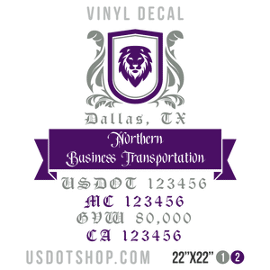 Truck Door Decal, Company Name, Location, USDOT, MC, GVW, CA