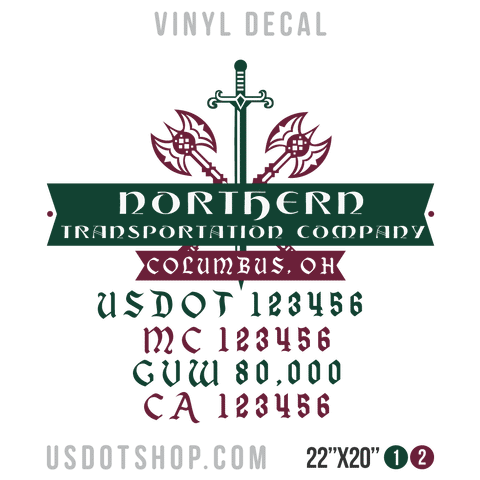 Truck Door Decal, Company Name, Location, USDOT, MC, GVW, CA