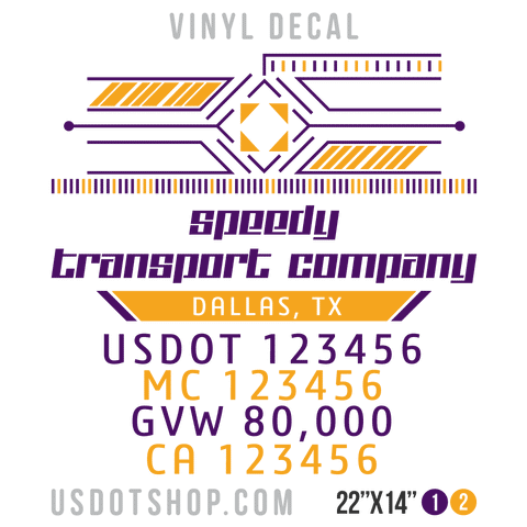 Truck Door Decal, Company Name, Location, USDOT, MC, GVW, CA