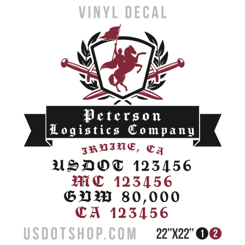 Truck Door Decal, Company Name, Location, USDOT, MC, GVW, CA