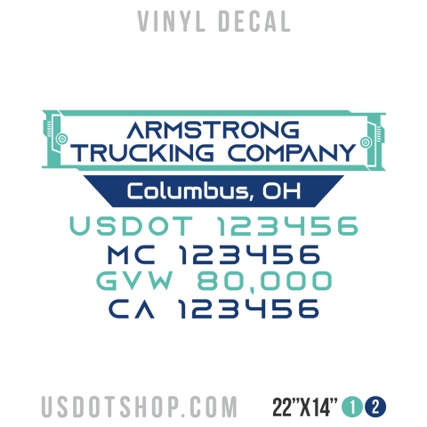 Truck Door Decal, Company Name, Location, USDOT, MC, GVW, CA