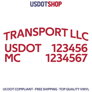arched company name, usdot, mc decal sticker