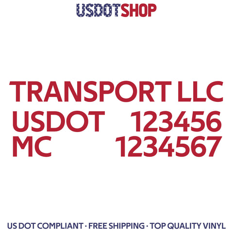 company name, usdot, mc decal sticker