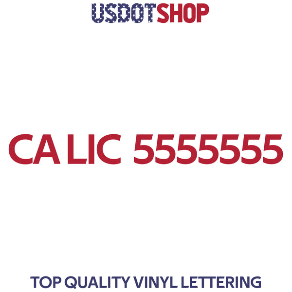 CA LIC number decal