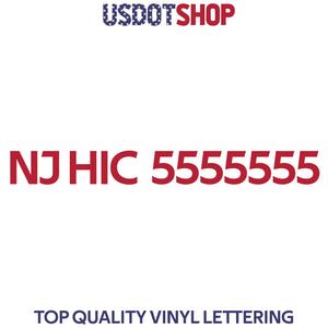 NJ HIC number decal