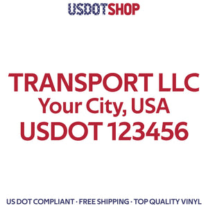 transport company name, city, usdot vinyl lettering decal