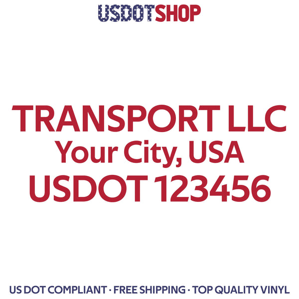 transport company name, city, usdot vinyl lettering decal