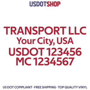 transport company name, city, usdot mc decal sticker