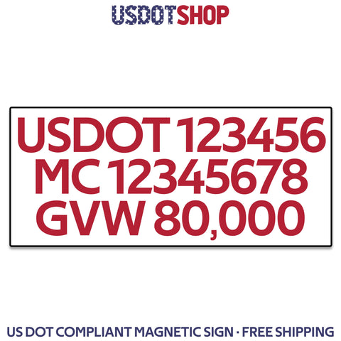 usdot mc gvw number magnetic sign