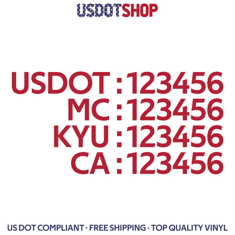 usdot mc kyu ca number decal sticker