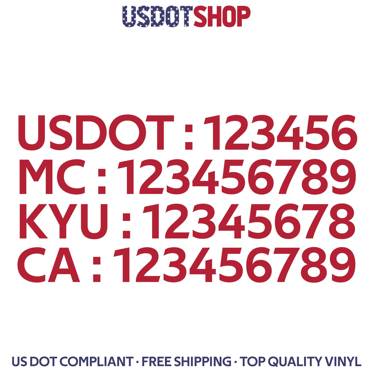 US DOT, MC, KYU & CA Number Line Decal Sticker (2 Pack) – USDOT SHOP