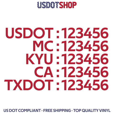 usdot mc kyu ca txdot number decal